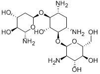 4-O-(2-Amino-2-deoxy-α-D-glucopyranosyl)-6-O-(2-amino-2-deoxy-α-D-xylopyranosyl)-2-deoxy-D-streptamine Struktur