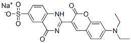 sodium 2-[7-(diethylamino)-2-oxo-2H-1-benzopyran-3-yl]-1,4-dihydro-4-oxoquinazoline-6-sulphonate Struktur