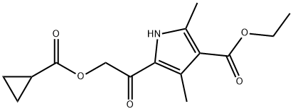 1H-Pyrrole-3-carboxylicacid,5-[[(cyclopropylcarbonyl)oxy]acetyl]-2,4-dimethyl-,ethylester(9CI) Struktur