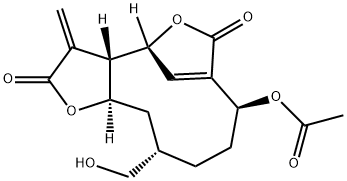 (3aS,4R,8S,11S,12aR)-8-Acetoxy-3a,4,8,9,10,11,12,12a-octahydro-11-hydroxymethyl-3-methylene-6H-4,7-methenofuro[3,2-c]oxacycloundecin-2,6(3H)-dione Struktur