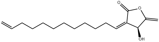 (S)-3-[(Z)-11-Dodecen-1-ylidene]-4,5-dihydro-4-hydroxy-5-methylenefuran-2(3H)-one Struktur