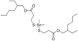 2-ethylhexyl 12-ethyl-5,5-dimethyl-9-oxo-10-oxa-4,6-dithia-5-stannahexadecanoate Struktur