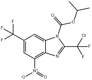 2-(Chlorodifluoromethyl)-4-nitro-6-(trifluoromethyl)-1H-benzimidazole-1-carboxylic acid isopropyl ester Struktur