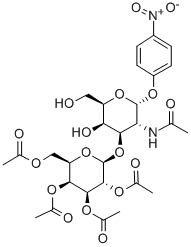 4-Nitrophenyl2-acetamido-3-O-(2,3,4,6-tetra-O-acetyl-b-D-galactopyranosyl)-2-deoxy-a-D-galactopyranoside Struktur