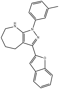 Pyrazolo[3,4-b]azepine, 3-(2-benzofuranyl)-1,4,5,6,7,8-hexahydro-1-(3-methylphenyl)- (9CI) Struktur