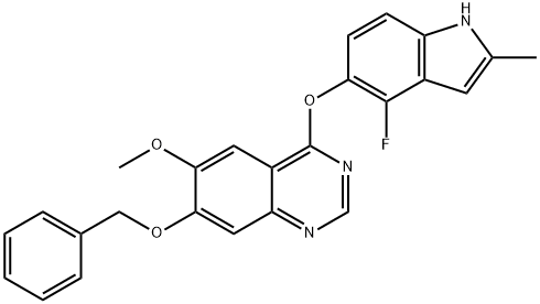 7-(BENZYLOXY)-4-(4-FLUORO-2-METHYL-1H-INDOL-5-YLOXY)-6-METHOXYQUINAZOLINE Struktur