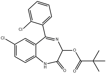 7-chloro-5-(2-chlorophenyl)-2,3-dihydro-2-oxo-1H-1,4-benzodiazepin-3-yl pivalate Struktur