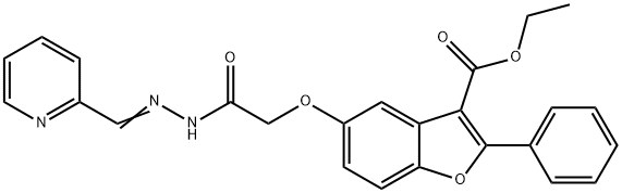 3-Benzofurancarboxylicacid,5-[2-oxo-2-[(2-pyridinylmethylene)hydrazino]ethoxy]-2-phenyl-,ethylester(9CI) Struktur