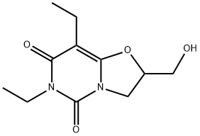 6,8-diethyl-2-hydroxymethyltetrahydrooxazolo(3,2-c)pyrimidine-5,7-(4H,6H)-dione Struktur