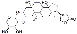 (3S,5S,10S,13R,14S,17S)-5,14-dihydroxy-13-methyl-17-(5-oxo-2H-furan-3-yl)-3-[(2S,5R)-3,4,5-trihydroxy-6-methyl-oxan-2-yl]oxy-2,3,4,6,7,8,9,11,12,15,16,17-dodecahydro-1H-cyclopenta[a]phenanthrene-10-carbaldehyde Struktur