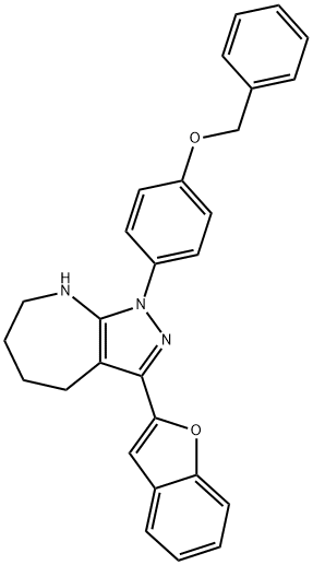 Pyrazolo[3,4-b]azepine, 3-(2-benzofuranyl)-1,4,5,6,7,8-hexahydro-1-[4-(phenylmethoxy)phenyl]- (9CI) Struktur