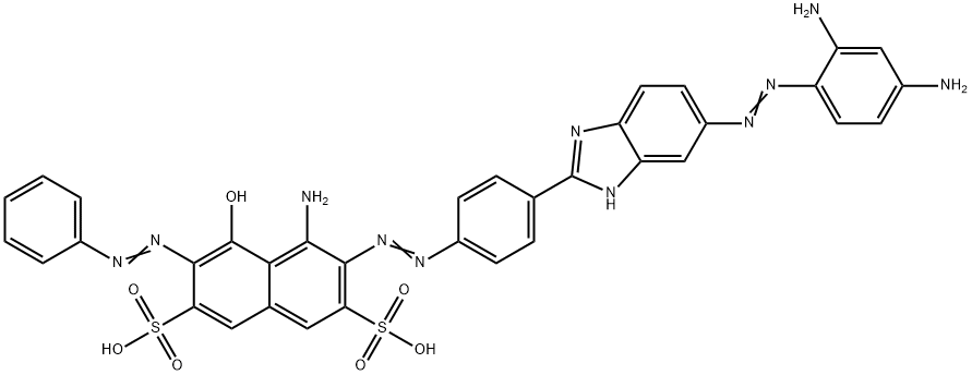 4-Amino-3-[[4-[5-[(2,4-diaminophenyl)azo]-1H-benzimidazol-2-yl]phenyl]azo]-5-hydroxy-6-(phenylazo)-2,7-naphthalenedisulfonic acid Struktur