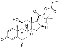 6alpha,9-difluoro-11beta-hydroxy-16alpha,17-[isopropylidenebis(oxy)]pregna-1,4-diene-3,20-dione 21-propionate Struktur