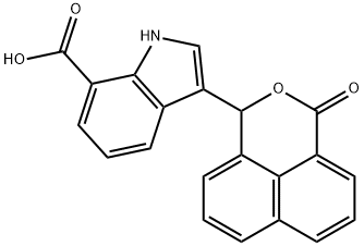 3-(3-oxo-1H,3H-naphtho[1,8-cd]pyran-1-yl)-1H-indole-7-carboxylic acid Struktur