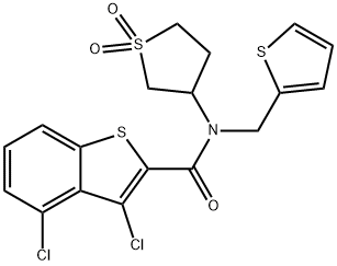 Benzo[b]thiophene-2-carboxamide, 3,4-dichloro-N-(tetrahydro-1,1-dioxido-3-thienyl)-N-(2-thienylmethyl)- (9CI) Struktur