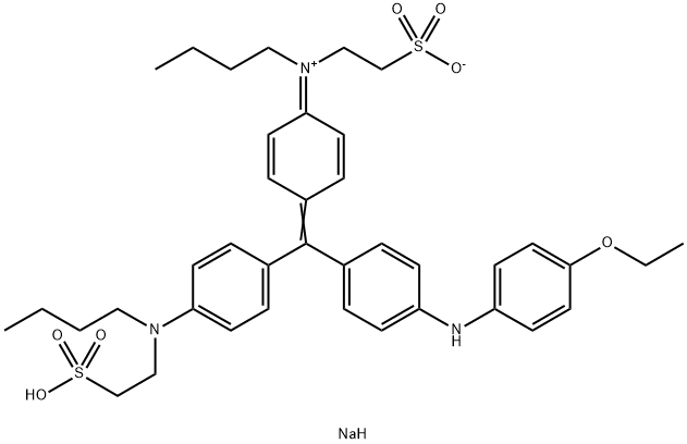 hydrogen N-[4-[[4-[butyl(2-sulphonatoethyl)amino]phenyl][4-[(4-ethoxyphenyl)amino]phenyl]methylene]cyclohexa-2,5-dien-1-ylidene]-N-(2-sulphonatoethyl)butylammonium, monosodium salt Struktur