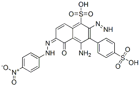 (6Z)-4-amino-6-[(4-nitrophenyl)hydrazinylidene]-5-oxo-3-(4-sulfophenyl)diazenyl-naphthalene-1-sulfonic acid Struktur