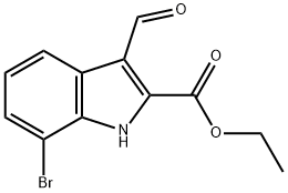 1H-INDOLE-2-CARBOXYLIC ACID,7-BROMO-3-FORMYL-,ETHYL ESTER Struktur