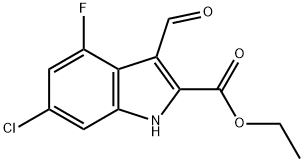 1H-INDOLE-2-CARBOXYLIC ACID,6-CHLORO-4-FLUORO-3-FORMYL-,ETHYL ESTER Struktur