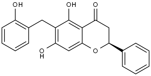 (S)-2,3-Dihydro-5,7-dihydroxy-6-[(2-hydroxyphenyl)methyl]-2-phenyl-4H-1-benzopyran-4-one Struktur