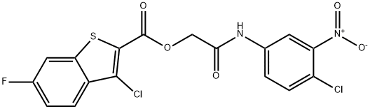 Benzo[b]thiophene-2-carboxylic acid, 3-chloro-6-fluoro-, 2-[(4-chloro-3-nitrophenyl)amino]-2-oxoethyl ester (9CI) Struktur