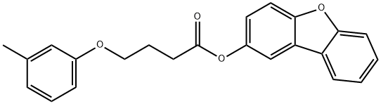 Butanoic acid, 4-(3-methylphenoxy)-, 2-dibenzofuranyl ester (9CI) Struktur