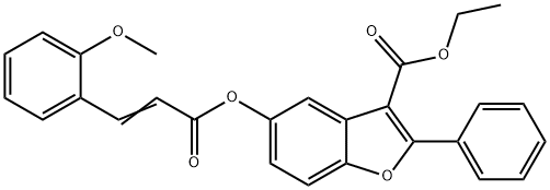 3-Benzofurancarboxylicacid,5-[[3-(2-methoxyphenyl)-1-oxo-2-propenyl]oxy]-2-phenyl-,ethylester(9CI) Struktur