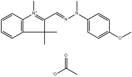 2-[[(4-methoxyphenyl)methylhydrazono]methyl]-1,3,3-trimethyl-3H-indolium acetate  Struktur