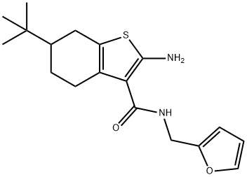 2-AMINO-6-TERT-BUTYL-N-(2-FURYLMETHYL)-4,5,6,7-TETRAHYDRO-1-BENZOTHIOPHENE-3-CARBOXAMIDE Struktur