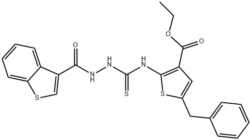 Benzo[b]thiophene-3-carboxylic acid, 2-[[[3-(ethoxycarbonyl)-5-(phenylmethyl)-2-thienyl]amino]thioxomethyl]hydrazide (9CI) Struktur