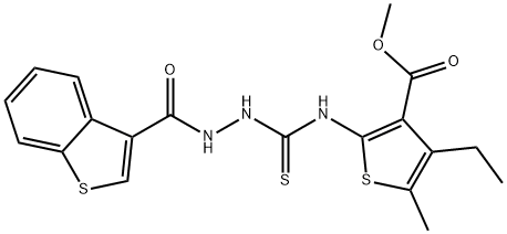 Benzo[b]thiophene-3-carboxylic acid, 2-[[[4-ethyl-3-(methoxycarbonyl)-5-methyl-2-thienyl]amino]thioxomethyl]hydrazide (9CI) Struktur