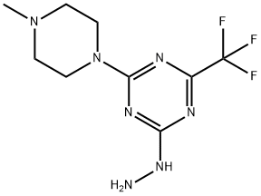 [6-(Trifluoromethyl)-4-(4-methylpiperazin-1-yl)-1,3,5-triazin-2-yl]hydrazine Struktur