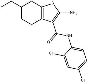 2-AMINO-N-(2,4-DICHLOROPHENYL)-6-ETHYL-4,5,6,7-TETRAHYDRO-1-BENZOTHIOPHENE-3-CARBOXAMIDE Struktur