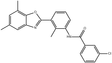 Benzamide, 3-chloro-N-[3-(5,7-dimethyl-2-benzoxazolyl)-2-methylphenyl]- (9CI) Struktur