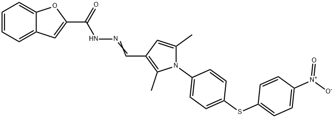 2-Benzofurancarboxylicacid,[[2,5-dimethyl-1-[4-[(4-nitrophenyl)thio]phenyl]-1H-pyrrol-3-yl]methylene]hydrazide(9CI) Struktur