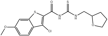 Benzo[b]thiophene-2-carboxamide, 3-chloro-6-methoxy-N-[[[(tetrahydro-2-furanyl)methyl]amino]thioxomethyl]- (9CI) Struktur