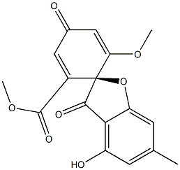 (+)-4-Hydroxy-6'-methoxy-6-methyl-3,4'-dioxospiro[benzofuran-2(3H),1'-[2,5]cyclohexadiene]-2'-carboxylic acid methyl ester Struktur