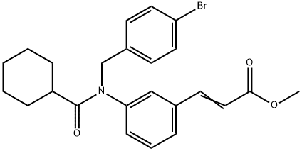 (E)-methyl 3-(3-(N-(4-bromobenzyl)cyclohexanecarboxamido)phenyl)acrylate Struktur