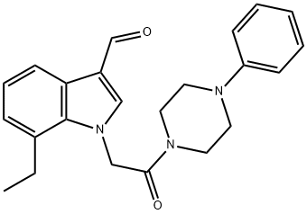 Piperazine, 1-[(7-ethyl-3-formyl-1H-indol-1-yl)acetyl]-4-phenyl- (9CI) Struktur