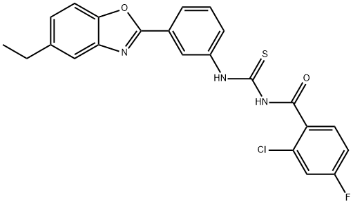 Benzamide, 2-chloro-N-[[[3-(5-ethyl-2-benzoxazolyl)phenyl]amino]thioxomethyl]-4-fluoro- (9CI) Struktur