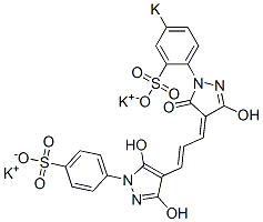 4-[4-[3-[3-Hydroxy-5-oxo-1-(4-potassiosulfophenyl)-2-pyrazolin-4-ylidene]-1-propenyl]-3,5-dihydroxy-1H-pyrazol-1-yl]benzenesulfonic acid potassium salt Struktur