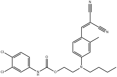 2-[butyl[4-(2,2-dicyanovinyl)-3-methylphenyl]amino]ethyl (3,4-dichlorophenyl)carbamate Struktur