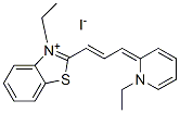 3-ethyl-2-[3-(1-ethyl-1H-pyridin-2-ylidene)prop-1-enyl]benzothiazolium iodide Struktur