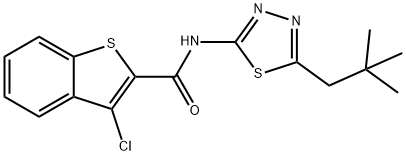 Benzo[b]thiophene-2-carboxamide, 3-chloro-N-[5-(2,2-dimethylpropyl)-1,3,4-thiadiazol-2-yl]- (9CI) Struktur