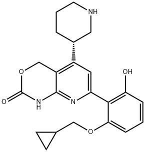 7-[2-(Cyclopropylmethoxy)-6-hydroxyphenyl]-1,4-dihydro-5-(3S)-3-piperidinyl-2H-pyrido[2,3-d][1,3]oxazin-2-one Struktur