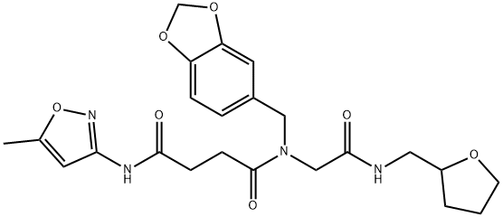 Butanediamide, N-(1,3-benzodioxol-5-ylmethyl)-N-(5-methyl-3-isoxazolyl)-N-[2-oxo-2-[[(tetrahydro-2-furanyl)methyl]amino]ethyl]- (9CI) Struktur