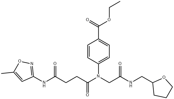 Benzoic acid, 4-[[4-[(5-methyl-3-isoxazolyl)amino]-1,4-dioxobutyl][2-oxo-2-[[(tetrahydro-2-furanyl)methyl]amino]ethyl]amino]-, ethyl ester (9CI) Struktur