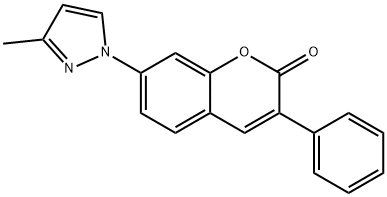 7-(3-methyl-1H-pyrazol-1-yl)-3-phenyl-2-benzopyrone Struktur