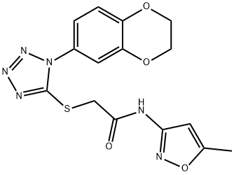 Acetamide, 2-[[1-(2,3-dihydro-1,4-benzodioxin-6-yl)-1H-tetrazol-5-yl]thio]-N-(5-methyl-3-isoxazolyl)- (9CI) Struktur