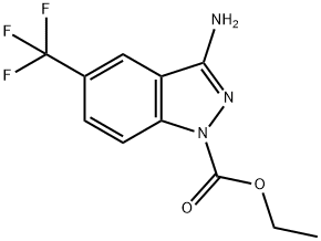 ethyl 3-amino-5-(trifluoromethyl)-1H-indazole-1-carboxylate Struktur